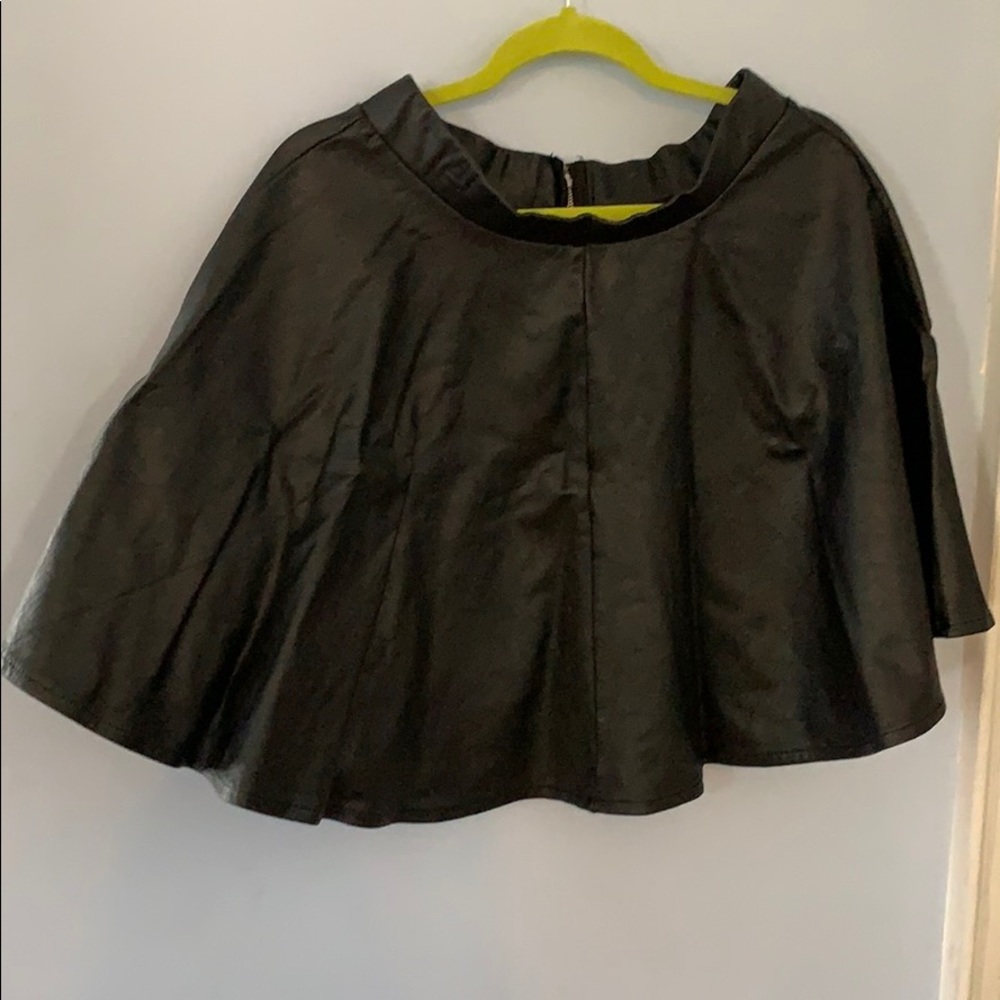 Faux leather black skater skirt